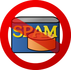 A "not allowed" sigh with a can of spam